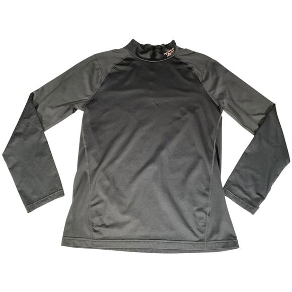 Reebok Long Sleeve Mens Athletic Base Layer Shirt Black Fleece Lining Sz Medium - Picture 1 of 9